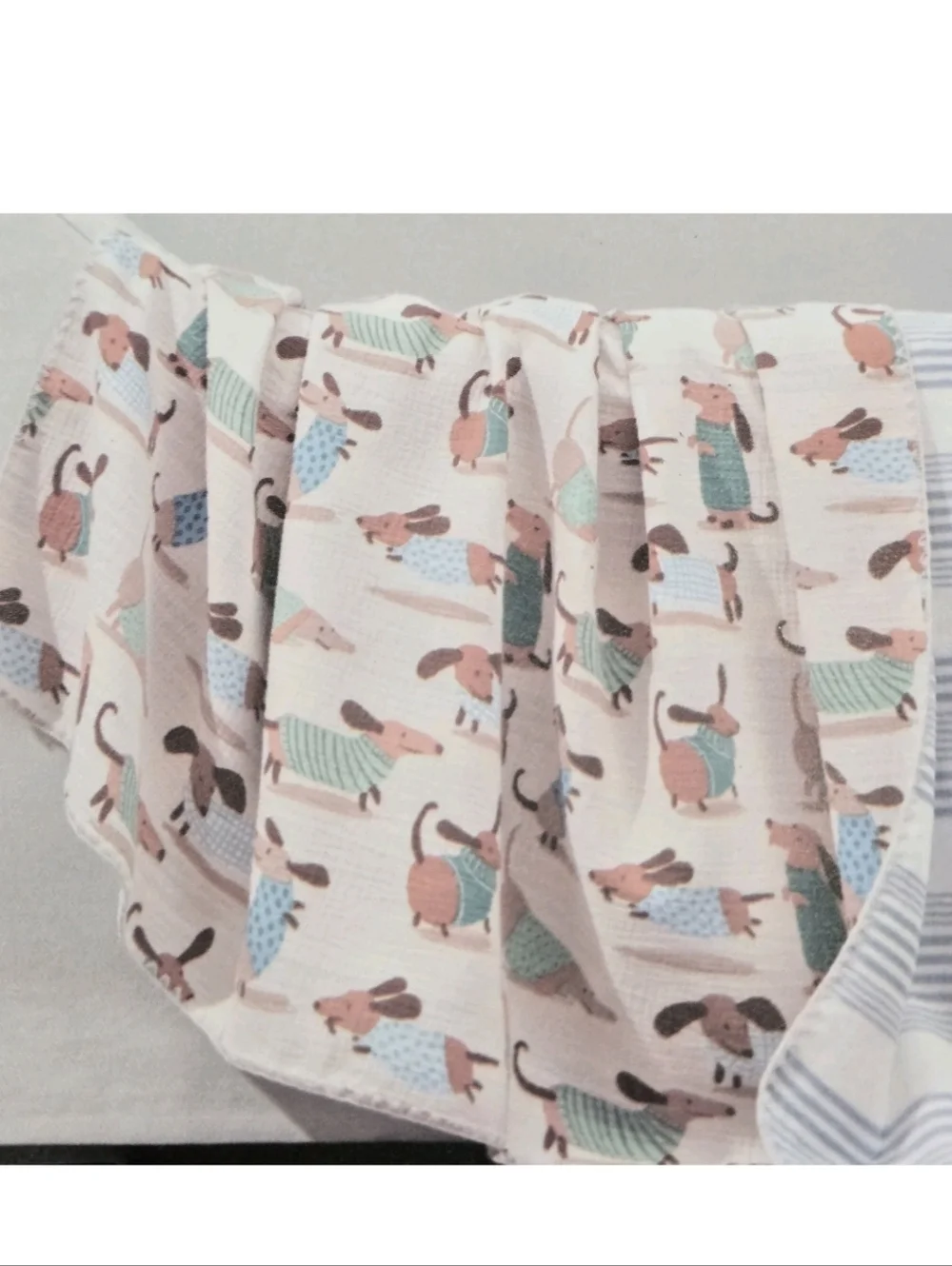 Berkshire  Artist Collection Cotton Gauze Throw With Plush Reverse Daschund Dog